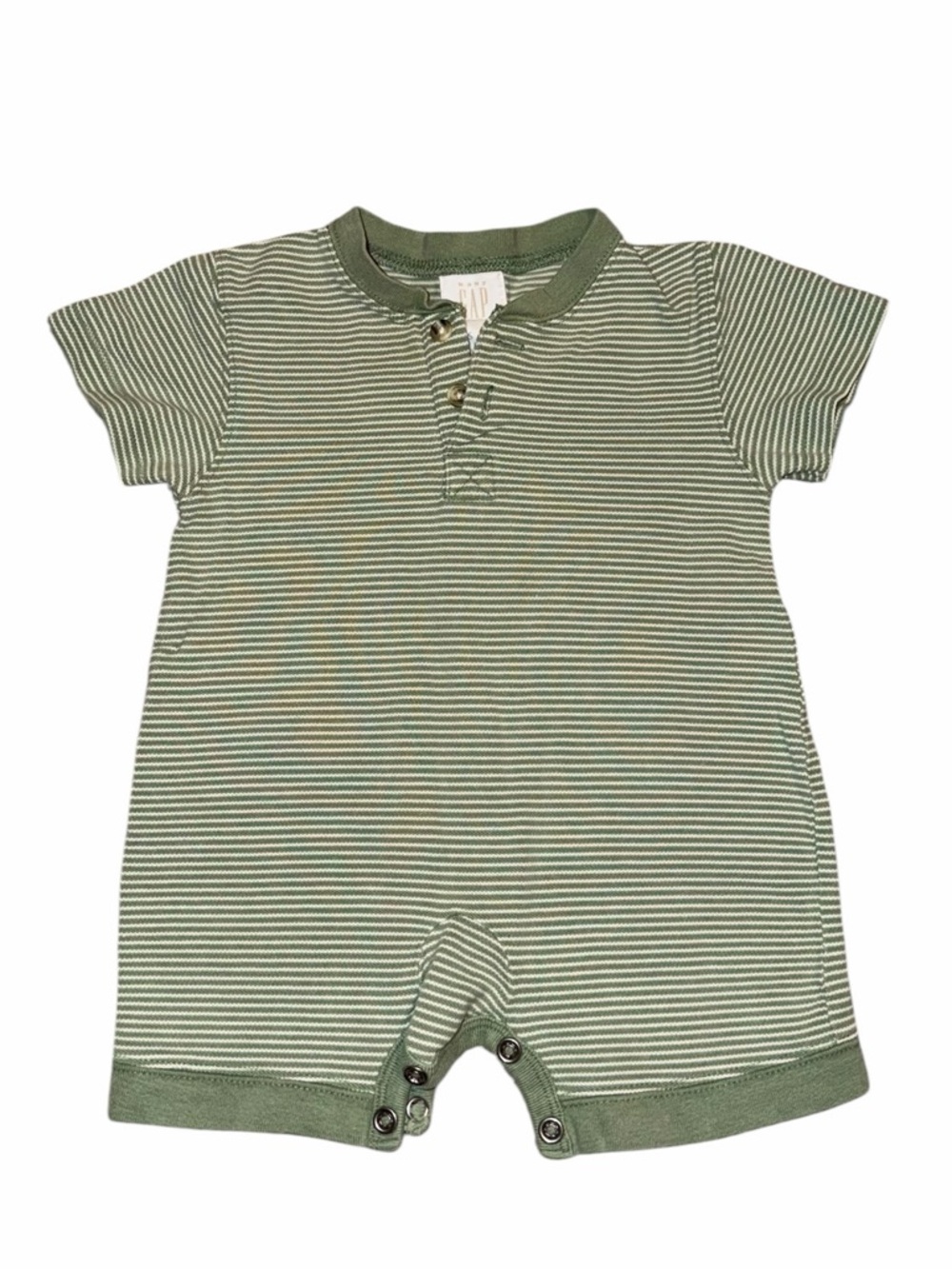 Baby Gap Green Stripe Cotton Onesie Shortie - Size 3-6 Mo